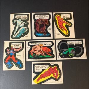 1976 Topps Marvel Super Heroes Stickers Lot 8 Human Torch Ka Zar Dr Octopus